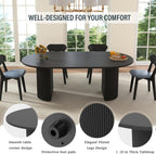 41 in-78 in Extendable Dining Room Table for 4-8, Round Expandable Kitchen Table with Fluted Base, Modern Oval Dinner Tables for Dining Room Kitchen Living Room (Black)