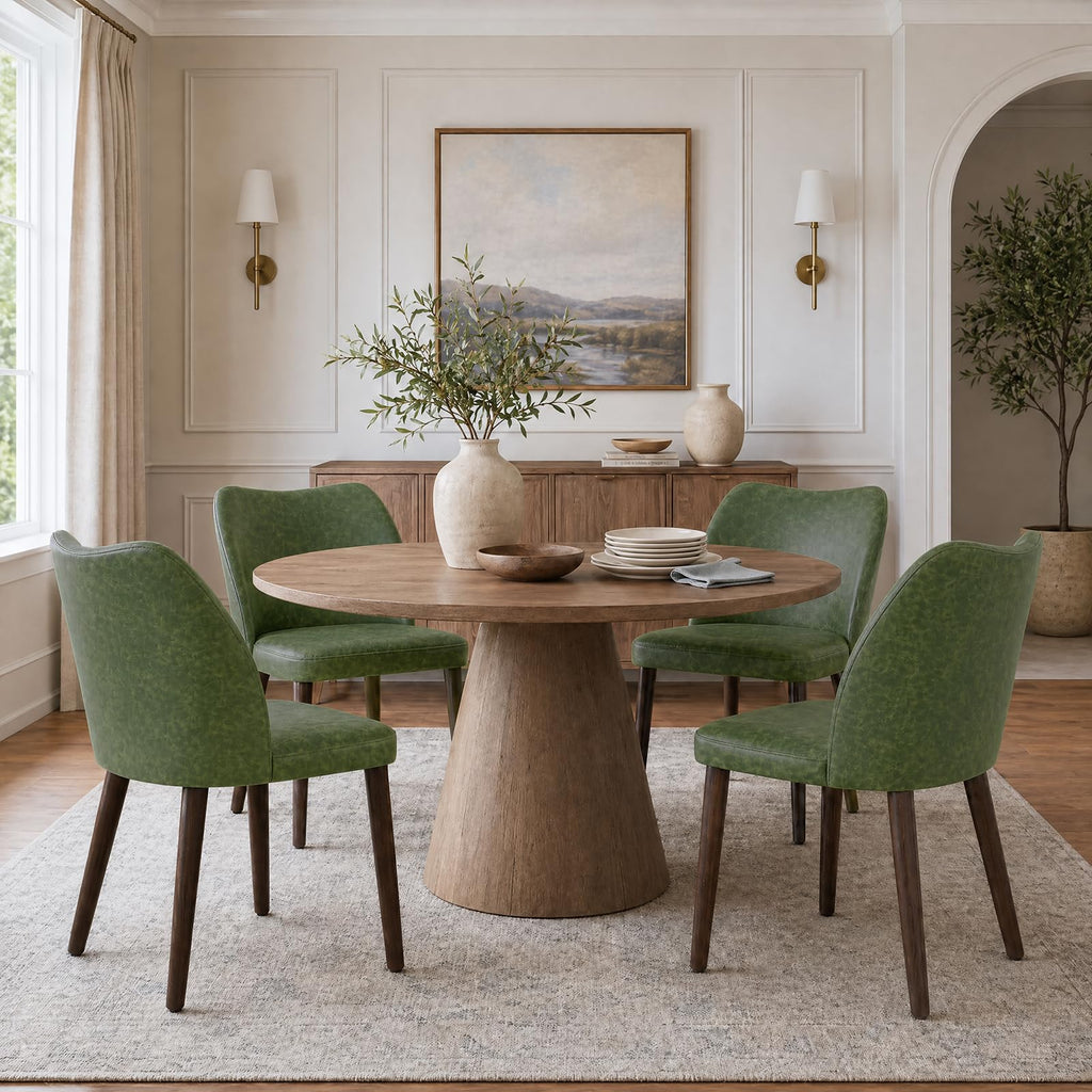 MALOL Dining Chairs Set of 6, Upholstered Fabric Kitchen Chairs with Curved Back, Padded Seat and Solid Wood Legs, Modern Dining Chair for Kitchen Dining Room, Camel