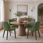 MALOL Dining Chairs Set of 6, Upholstered Fabric Kitchen Chairs with Curved Back, Padded Seat and Solid Wood Legs, Modern Dining Chair for Kitchen Dining Room, Camel