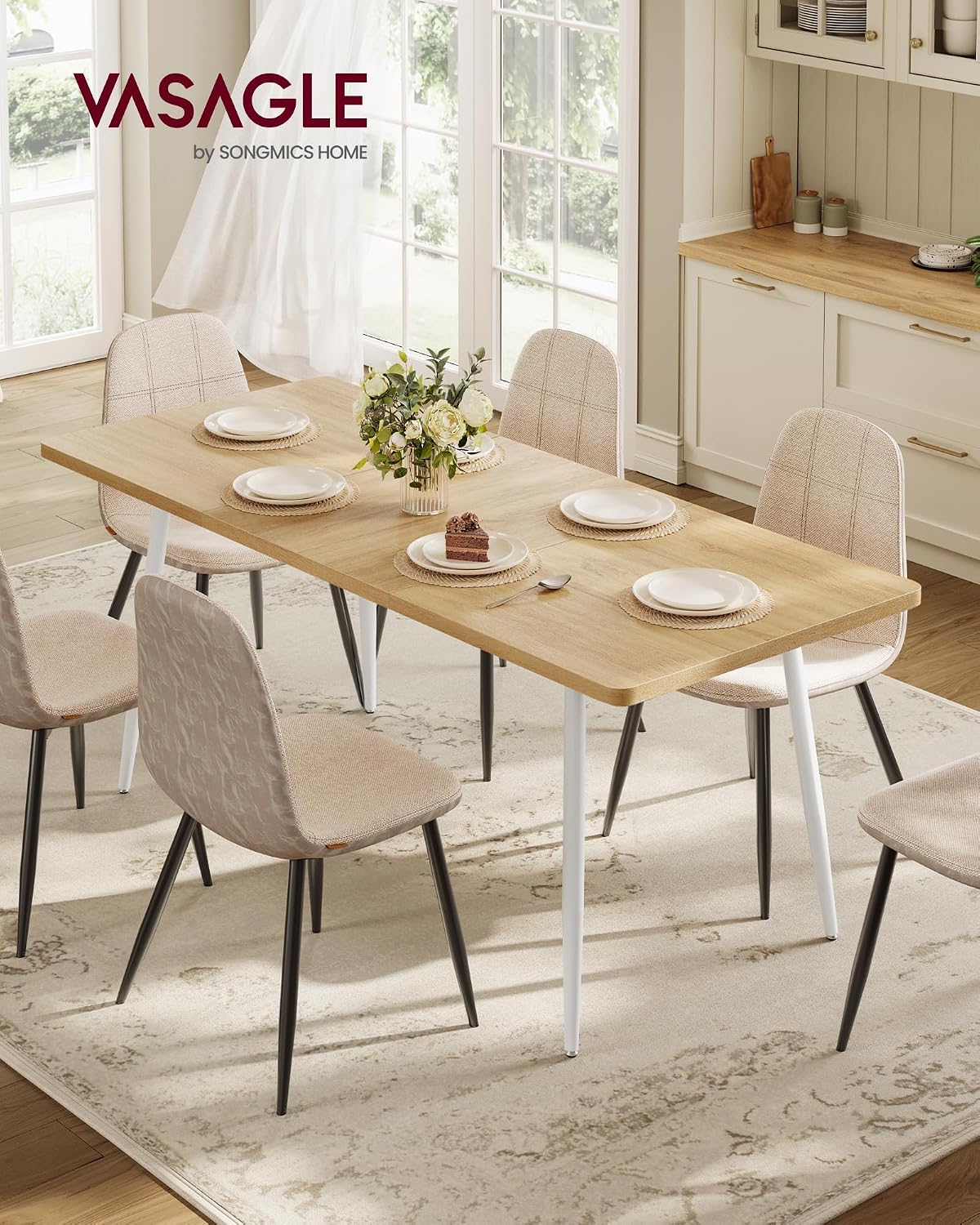 VASAGLE 70.9" Dining Table for 6-8 People, Modern Kitchen Table