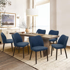 COLAMY Upholstered Dining Chairs Set of 6, Modern Kitchen & Dining Room Chairs with Curved Back, Fabric Padded Seat and Solid Wood Legs, Side Chairs for Restaurant, Cafe & Home, Beige