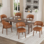 MALOL Wooden Dining Chairs Set of 4, Modern Upholstered Dining Room Kitchen Side Chairs with Curved Open Back for Living Room/Restaurant/Cafe, Brown