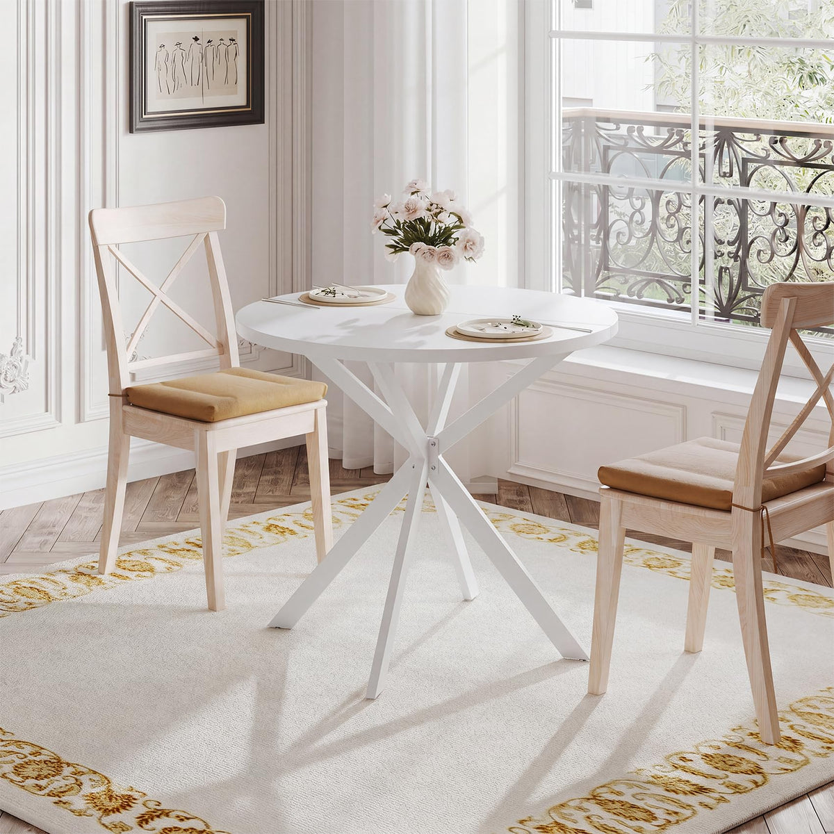 ChooChoo 47.2 Inch Round Dining Table for 4