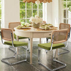 KROFEM Dining Chairs Set of 4,Modern Rattan Kitchen Chairs,Green