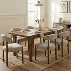 VKNOW Wooden Dining Chairs Set of 4 with Walnut Wood Legs and Curved Back
