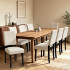 CHUN YI Dining Chairs Set of 4, Upholstered Dining Room Chairs, Modern Farmhouse Parsons Chairs with Solid Wood Legs & Fabric Padded Seat for Kitchen/Living Room/Restaurant, Beige