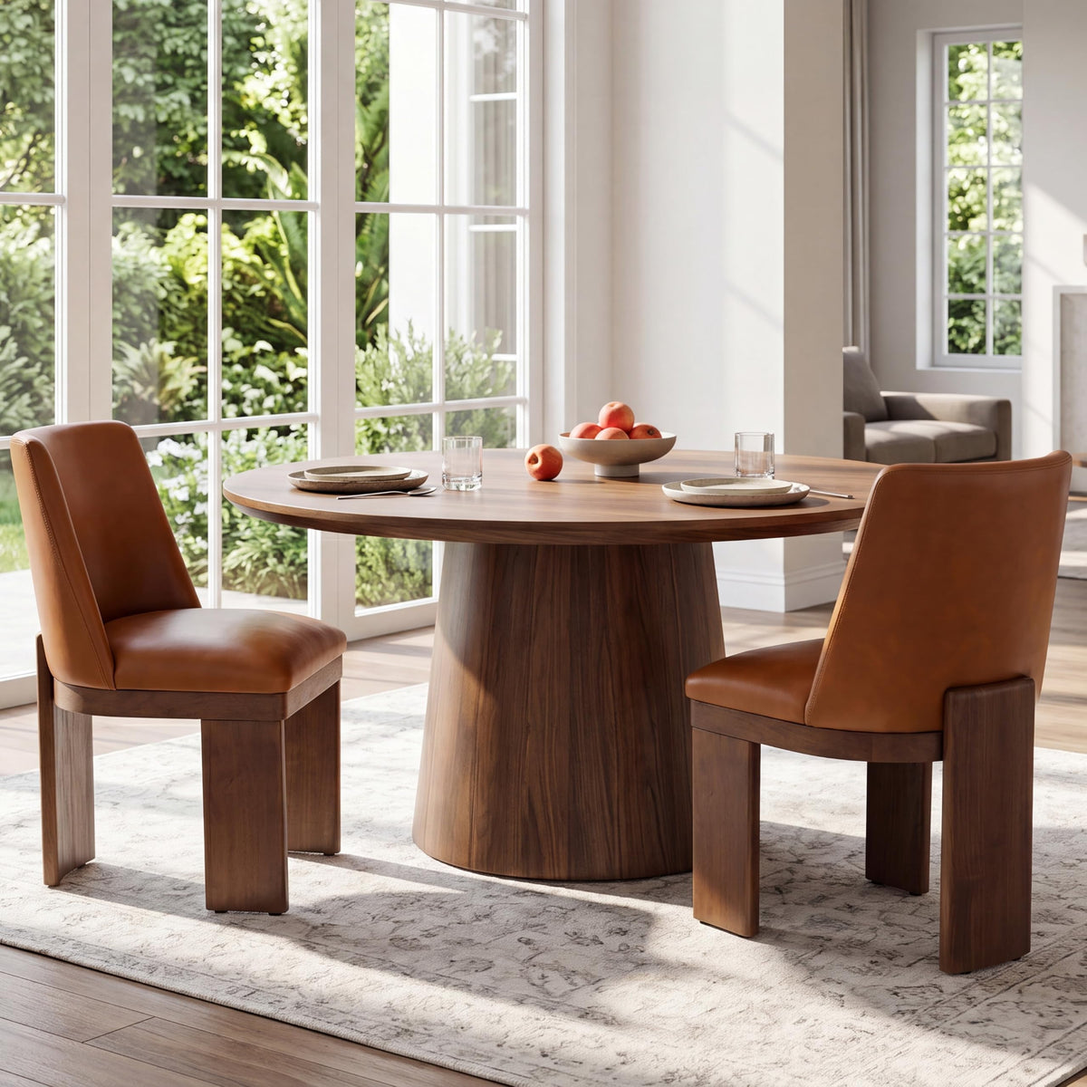 RIVOVA Upholstered Dining Chairs Set of 4, Modern Wooden Dining Room Chair Linen Fabric Kitchen Chairs Farmhouse Dinner Chair with Hardwood Frame, Beige