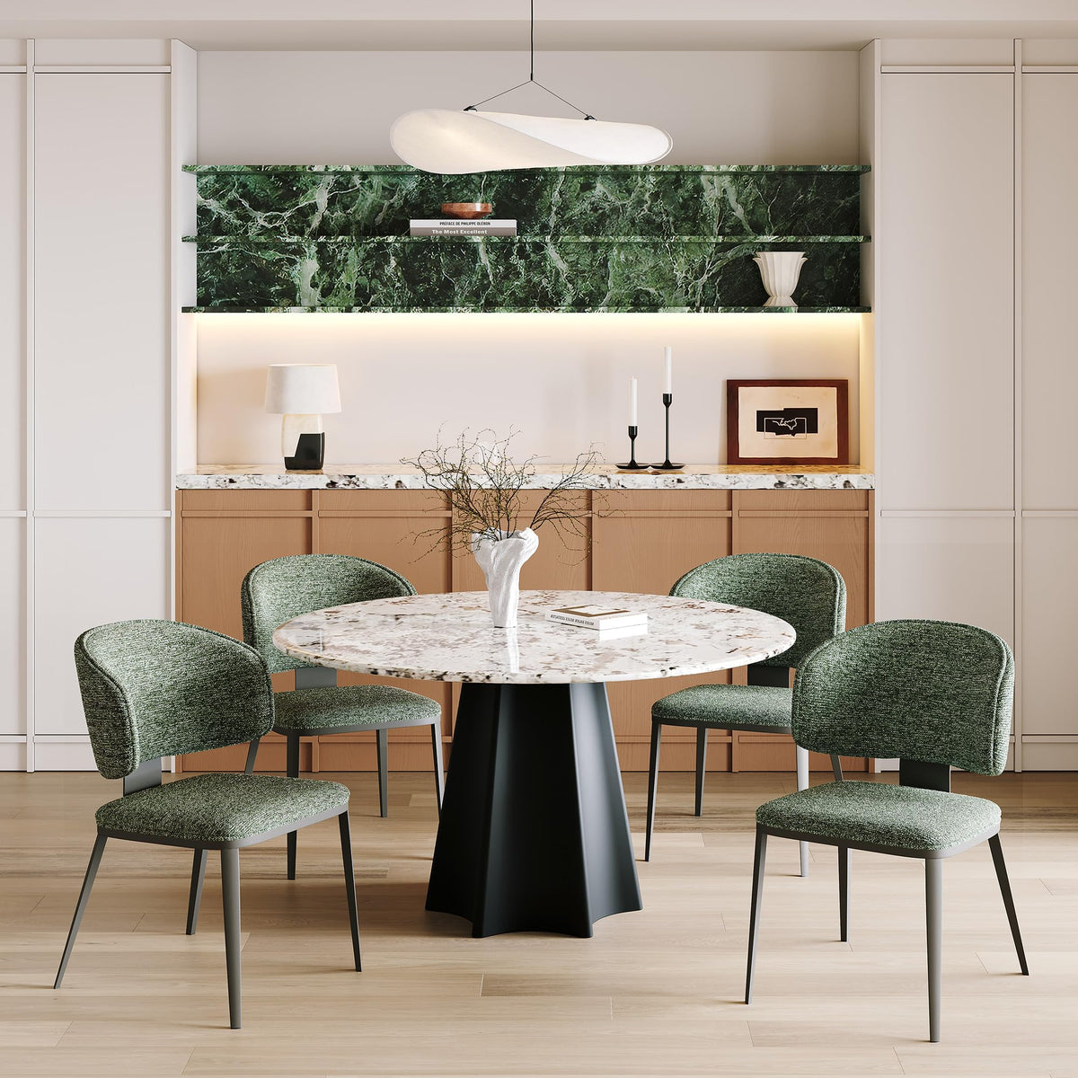 Dining Chairs Set of 4 Faux Leather Dining Chairs, Milk Coffee