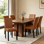 CHUN YI Dining Chairs Set of 4, Faux Leather Dining Room Chairs, Upholstered Modern Kitchen Parsons Chairs for Dining Room with Sturdy Wood Legs, Black (Only Chair)