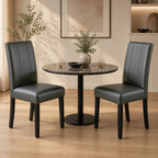 CHUN YI Dining Chairs Set of 4, Faux Leather Dining Room Chairs, Upholstered Modern Kitchen Parsons Chairs for Dining Room with Sturdy Wood Legs, Black (Only Chair)
