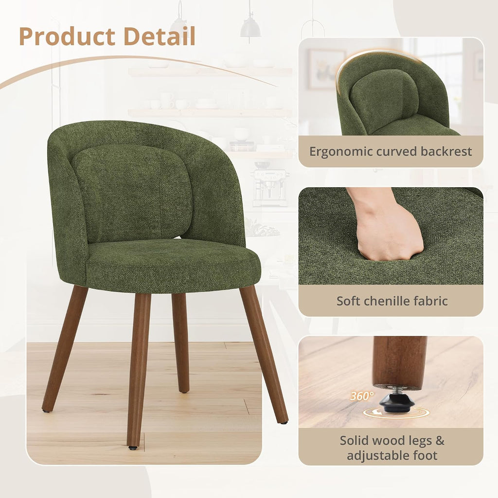 LUE BONA Dining Chairs Set of 4 with Lumbar Support, Green