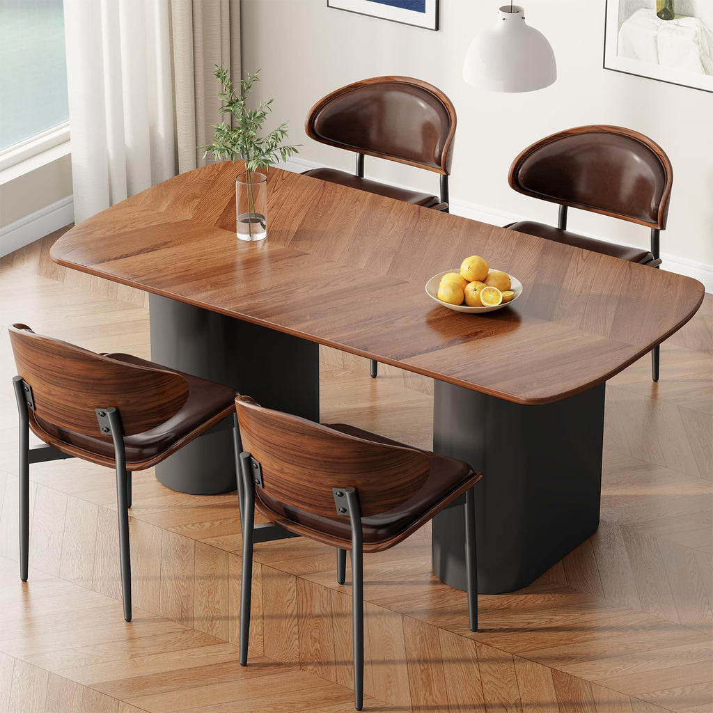 REONEY Dining Chairs Set of 2, Mid-Century Modern Kitchen Chairs, Black