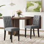 Welzona Upholstered Dining Chairs Set of 4, Button Tufted Parsons Dining Chair with Solid Wood Legs, Modern Fabric Side Chair for Dining Room/Kitchen/Restaurant/Hotel- Black