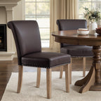 CHUN YI Dining Chairs Set of 4, Faux Leather Dining Room Chairs, Upholstered Modern Kitchen Parsons Chairs for Dining Room with Sturdy Wood Legs, Black (Only Chair)