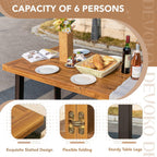 Devoko 6 Person Acacia Wood Dining Table for Kitchen,Natural
