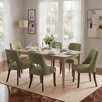 UVV Wooden Dining Chairs Set of 2, Mid Century Modern Chenille Upholstered Dining Room Chair Kitchen Chairs, Farmhouse Dinner Chair with Solid Wood Legs for Kitchen Dining Room, Green