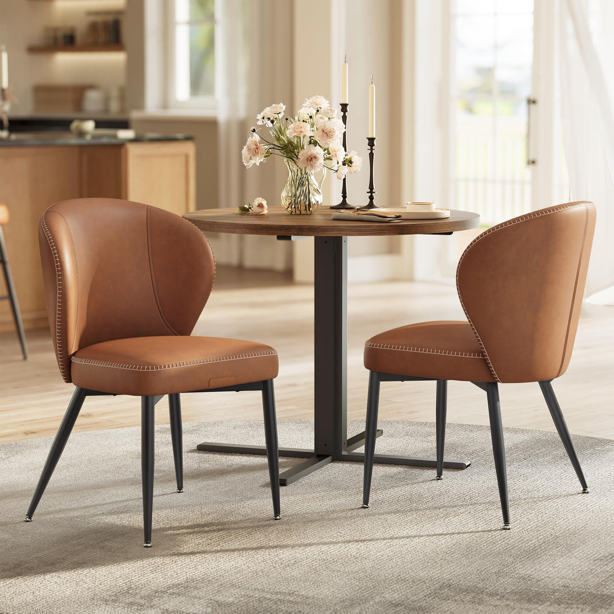 VASAGLE Dining Chairs Set of 2, Upholstered Kitchen Chairs