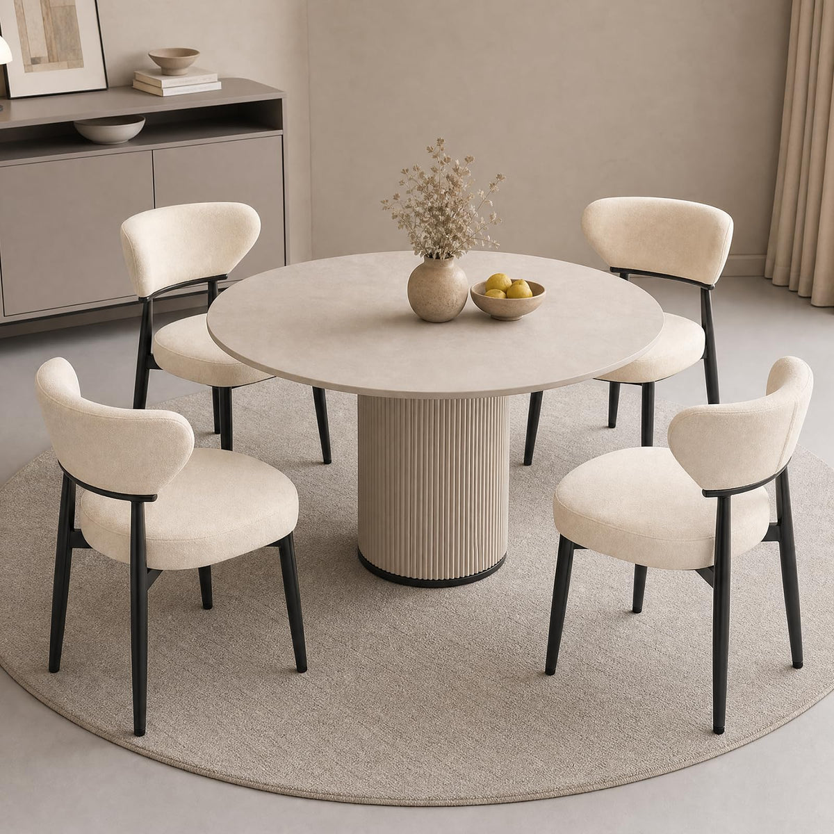 Dining Chairs Set of 4, Modern Upholstered Fabric Dining Chairs