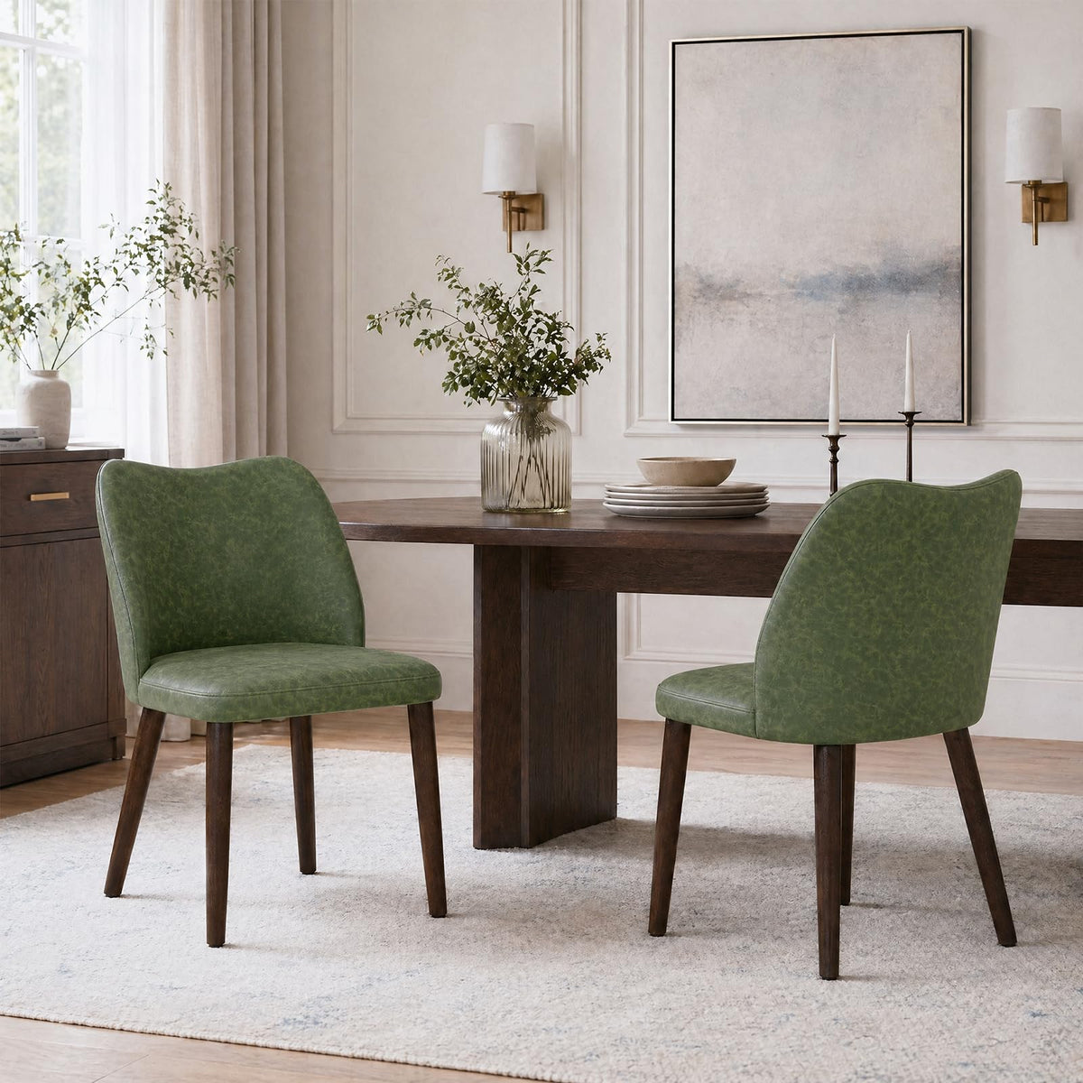 MALOL Dining Chairs Set of 6, Upholstered Fabric Kitchen Chairs with Curved Back, Padded Seat and Solid Wood Legs, Modern Dining Chair for Kitchen Dining Room, Camel