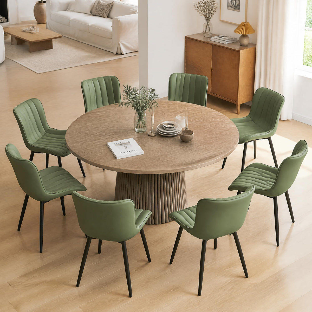 YOUNUOKE Dining Chairs Set of 2 Mid-Century Modern Kitchen Chairs Khaki