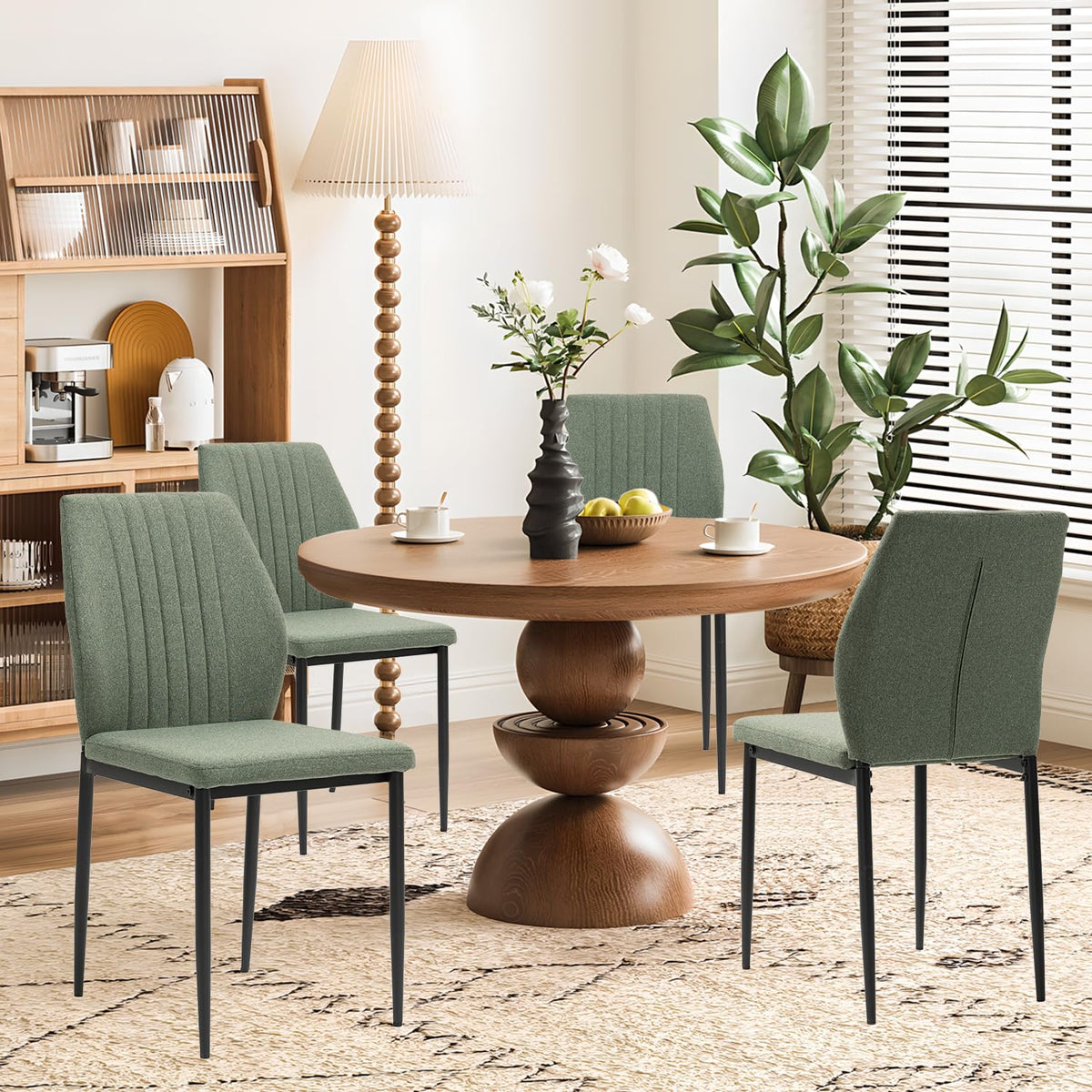 Dining Chairs Set of 4, Upholstered Modern Kitchen Chair, Green