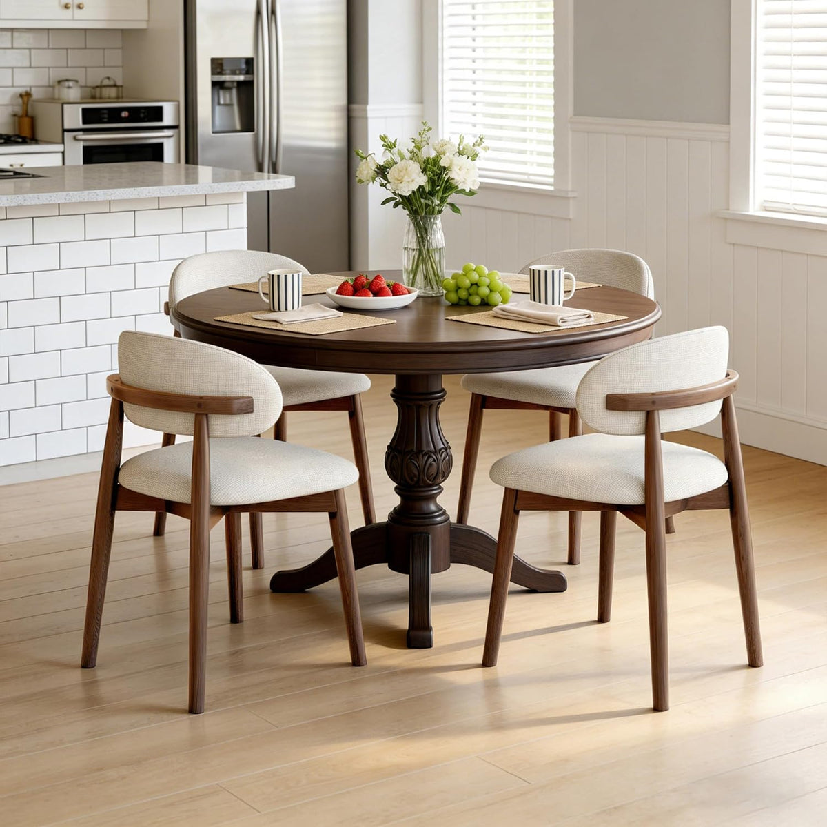 Wooden Dining Chairs Set of 2, Mid Century Modern Side Chairs