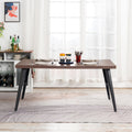 Homy Casa 63-Inch Dining Table Rectangular Kitchen Table for 4-6, Dining Room Table with Wooden Top and Metal Legs, White Marble