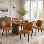 COLAMY Upholstered Dining Chairs Set of 6, Modern Kitchen & Dining Room Chairs with Curved Back, Fabric Padded Seat and Solid Wood Legs, Side Chairs for Restaurant, Cafe & Home, Beige
