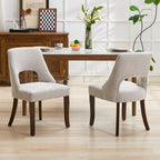UVV Wooden Dining Chairs Set of 2, Mid Century Modern Chenille Upholstered Dining Room Chair Kitchen Chairs, Farmhouse Dinner Chair with Solid Wood Legs for Kitchen Dining Room, Green