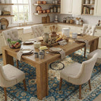 CABIHOME 71" Long Dining Table for 6-8, Rectangular Farmhouse Kitchen Dining Room Table w/Wider H Legs & Large Wooden Tabletop, Sturdy Frame, Wood Strip Base, for Apartment, Kitchen, Dining, Walnut