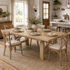 71" Farmhouse Dining Table for 6-8 Person, Large Rectangular Wood Dining Room Table Only, Rock-Strong Thick Base & Heavy Duty Triangular Legs for Kitchen, Office & Restaurant, Natural Wood