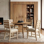COLAMY Wooden Dining Chairs Set of 6, Farmhouse Upholstered Dining Room Chairs with 3.5" Thick Cushion, FSC Solid Wood Ladder Back Kitchen Chairs for Home and Restaurant, Easy Clean,Brown