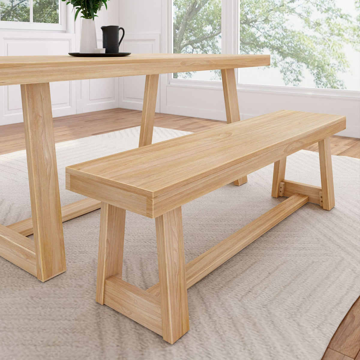 Plank+Beam Classic 72 Inch Dining Table, Rectangular, Pecan Wirebrush