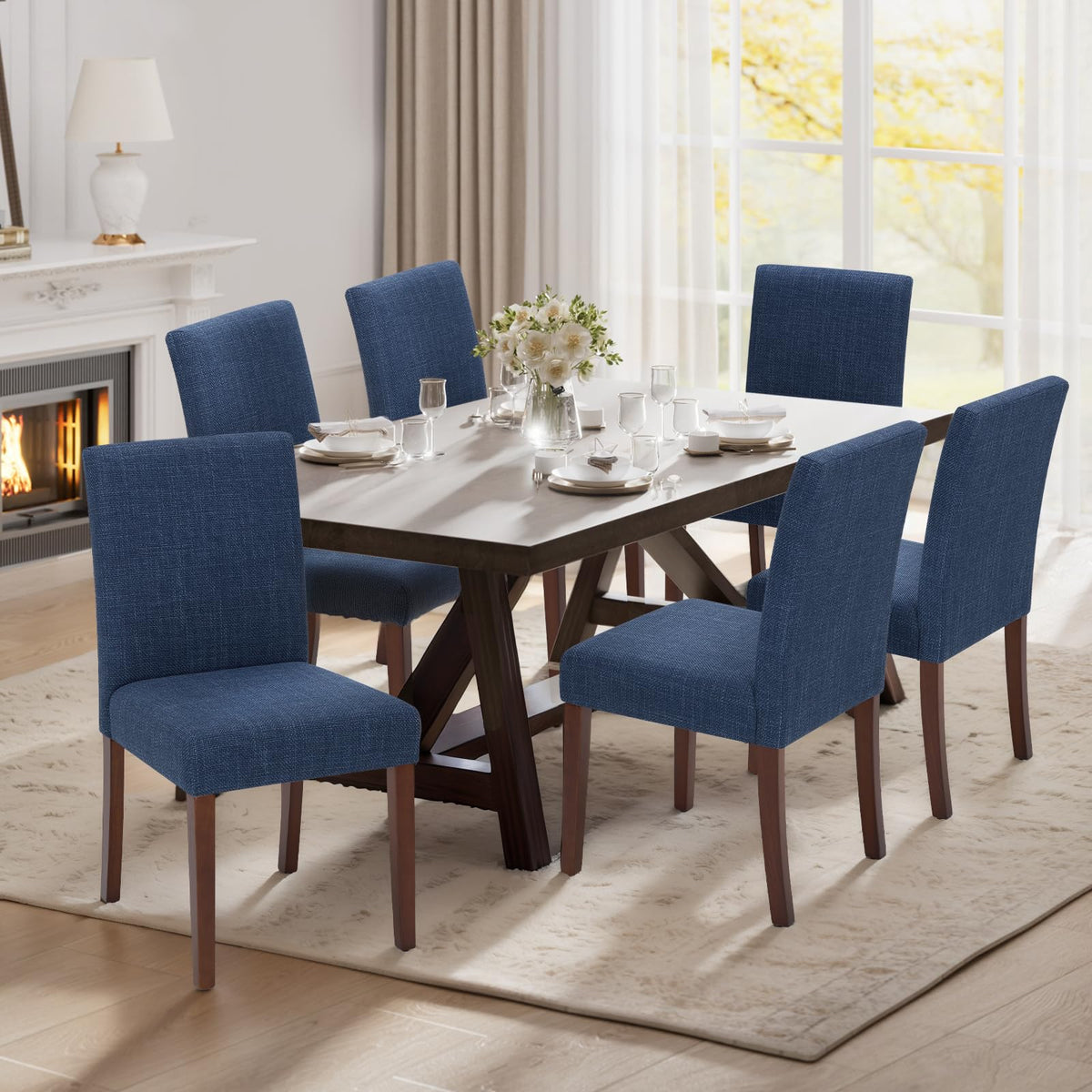 MALOL Upholstered Dining Chairs Set of 4, Fabric Dining Room Chairs, Modern Wooden Dining Chair, Kitchen Side Chairs, Farmhouse Dinner Chair with High Back for Kitchen, Beige