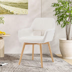 Mid Century Modern Dining Chairs Set of 2 & 4 & 6 Comfy Accent Chair Upholstered Kitchen Dining Living Room Chairs for Bedrooms Waiting Room Home Arm Desk Chair No Wheels (Wool White, 2)