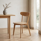 100% Solid Oak Dining Chairs Set of 4, Mid-Century Modern Dining Room Chairs, Wooden Kitchen Chairs with Curved Backrest, Walnut Brown Finish, Sillas de Comedor (4 Chairs)