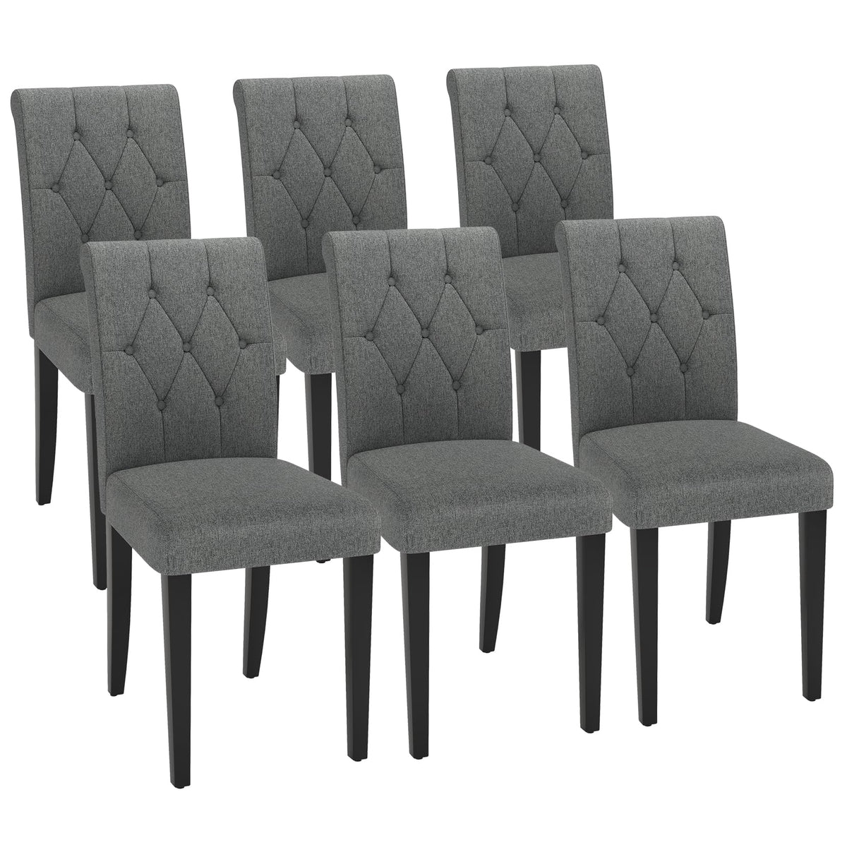Welzona Upholstered Dining Chairs Set of 4, Button Tufted Parsons Dining Chair with Solid Wood Legs, Modern Fabric Side Chair for Dining Room/Kitchen/Restaurant/Hotel- Black