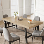 GarveeHome Industrial Dining Table for 6-8 People, 70.87" Long Large Kitchen Table with Sturdy Metal Frame, Rectangular Counter for Dinner, Kitchen, Dining Room (Natural, 71" Non-extendable)