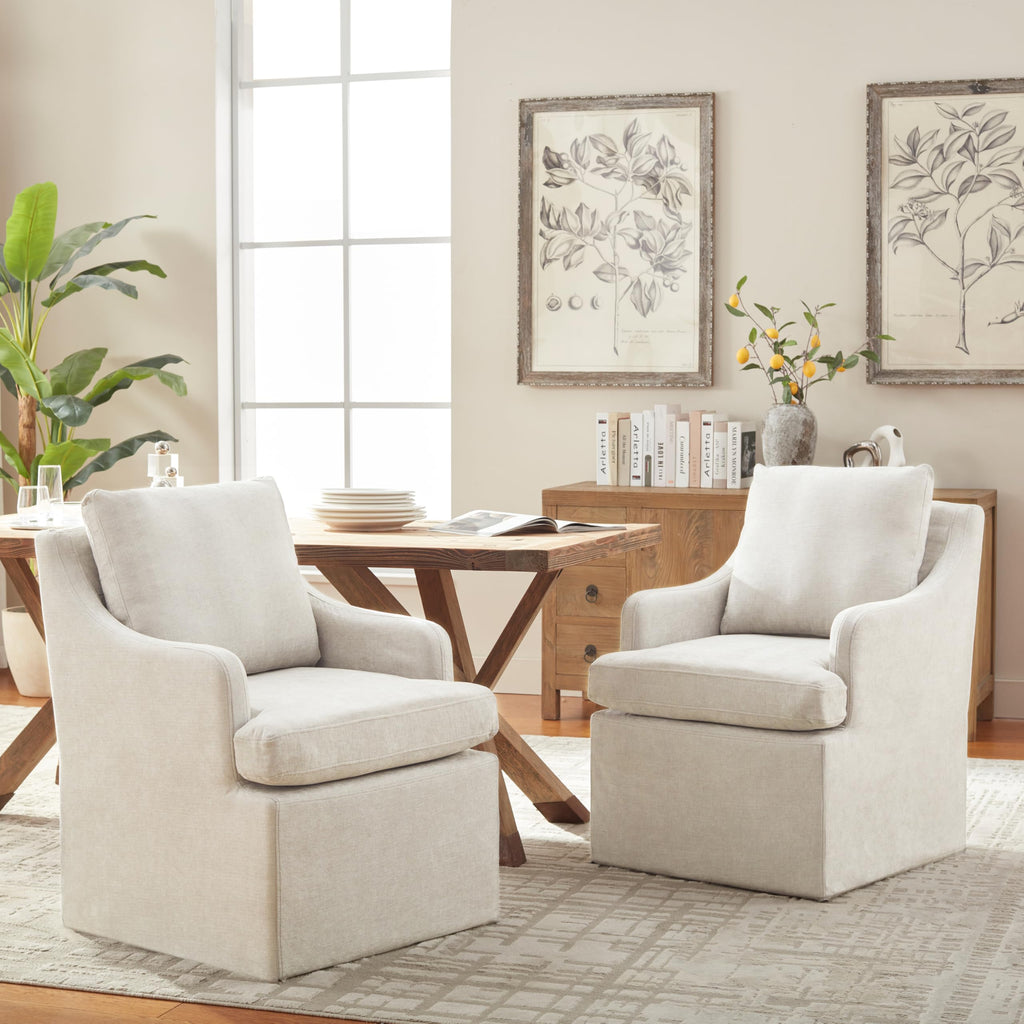VKNOW Upholstered Dining Chairs Set of 2, Dining Room Chairs with Casters