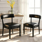RNKSFX Modern Dining Chairs Set of 4, Faux Leather Upholstered Kitchen & Dining Room Chairs, Mid Century Modern Wooden Dining Chairs Oversized Sturdy Rounded Chairs Curved Back, Beige