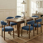 VKNOW Wooden Dining Chairs Set of 4 with Walnut Wood Legs and Curved Back