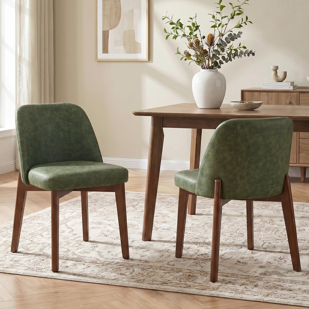 Usaint Modern Wooden Dining Chairs Set of 4 with Rubberwood Legs，Beige