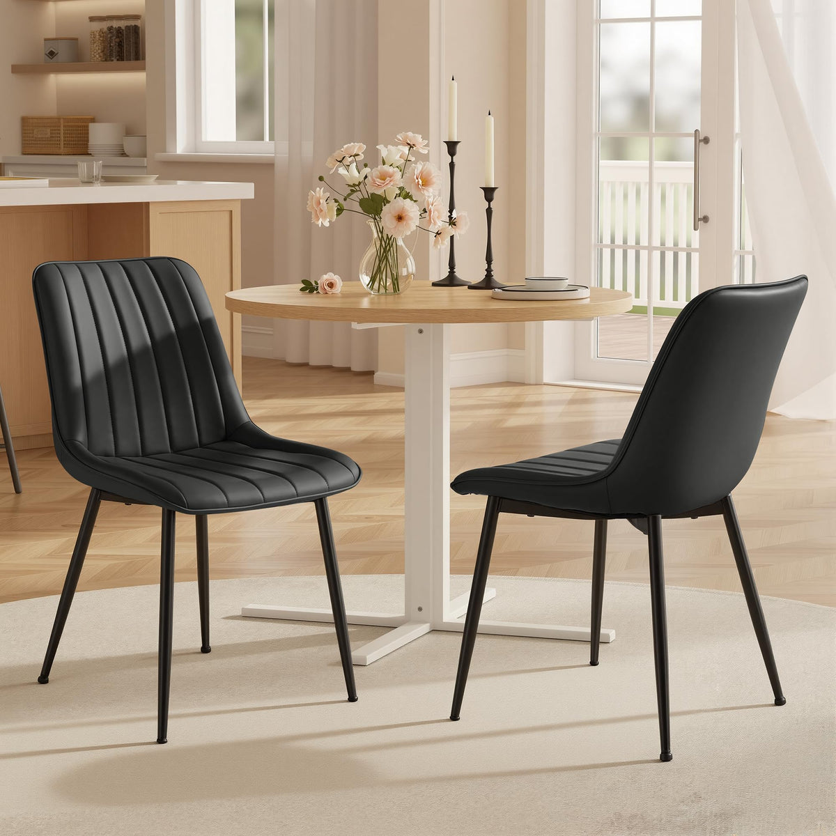 VASAGLE Dining Chairs Set of 4, Upholstered Kitchen Chairs, PU Leather