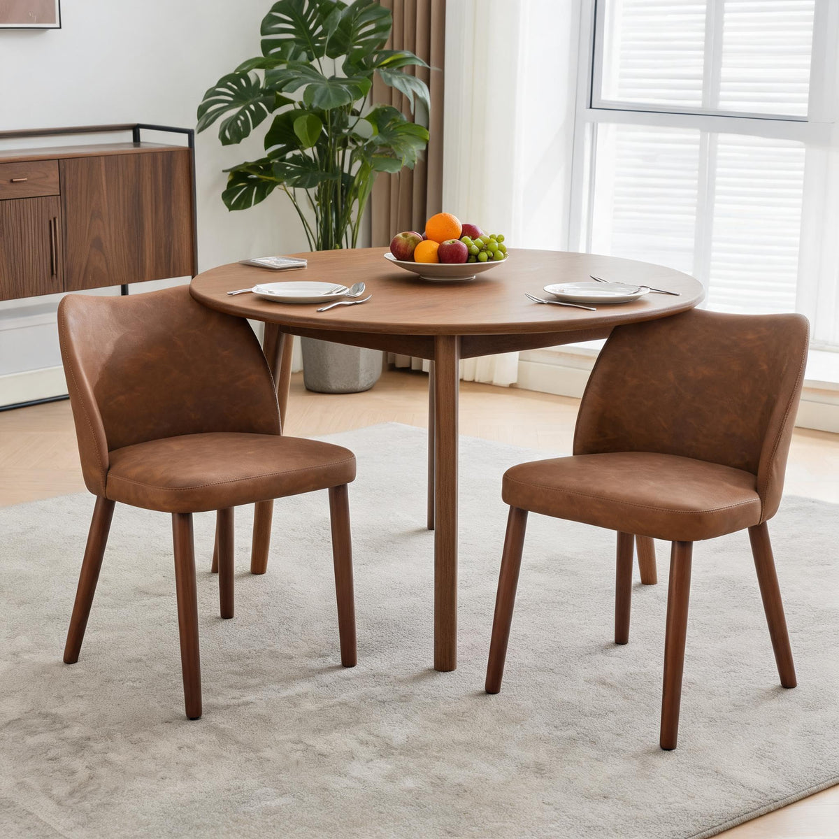 GarveeHome Wooden Dining Chair Set of 4 Upholstered Fabric Dining Chair