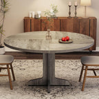 47" Round Dining Table for 4, Farmhouse Kitchen Dining Room Table, Grey