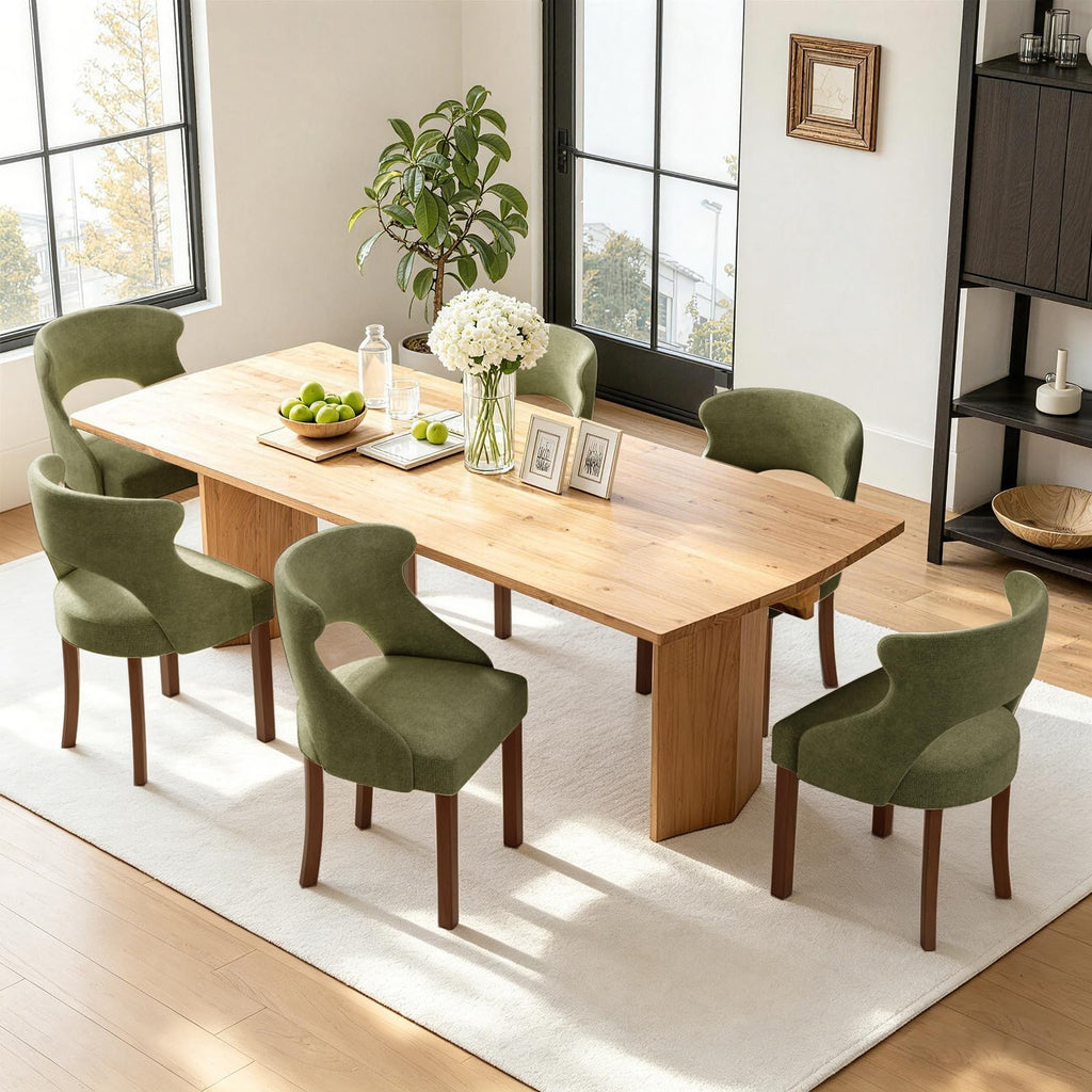 Wooden Dining Chairs Set of 4,Modern Fabric Upholstered Dining Room Chair Kitchen Side Chairs with Solid Wood Legs,Mid Century Farmhouse Dinner Chairs for Kitchen Dining Room,Restaurant,Green