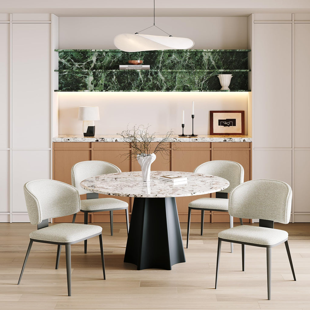 Dining Chairs Set of 4 Faux Leather Dining Chairs, Milk Coffee