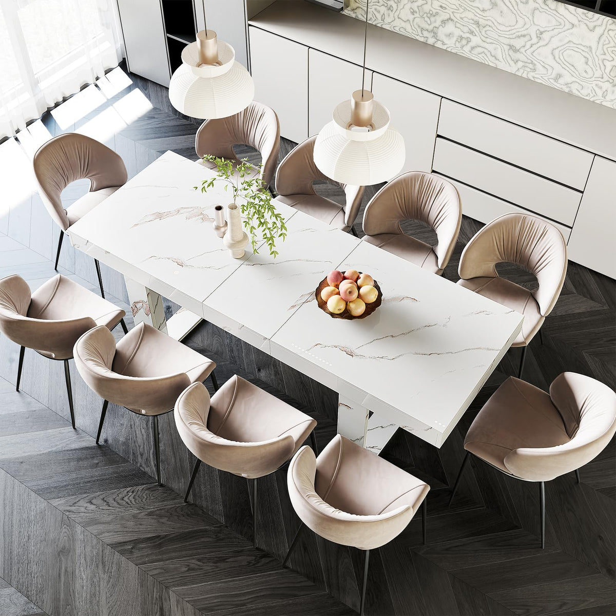71-87 Inch Extendable Dining Room Table, Rustic Wooden Kitchen Table 6-10