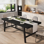 GarveeHome 63-83" Extendable Dining Table, Industrial Rectangular Dining Room Table for 6-8 People, Expandable Kitchen Table with Heavy Duty Metal Frame for Dining Room, Kitchen & Parties, Rustic Pear