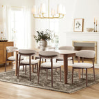 COLAMY Wooden Dining Chairs Set of 6, Upholstered Kitchen Side Chair, Beige